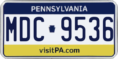PA license plate MDC9536