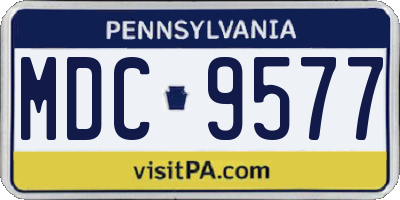 PA license plate MDC9577