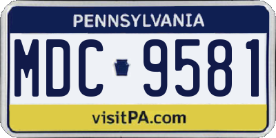PA license plate MDC9581
