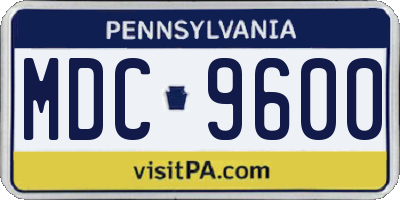 PA license plate MDC9600