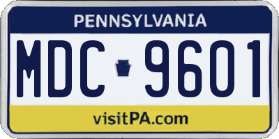 PA license plate MDC9601