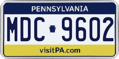 PA license plate MDC9602