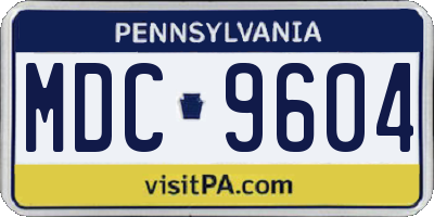 PA license plate MDC9604