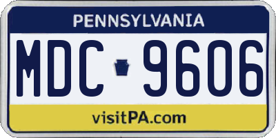 PA license plate MDC9606