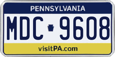 PA license plate MDC9608