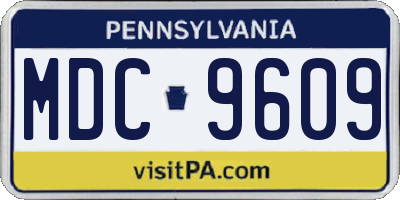 PA license plate MDC9609
