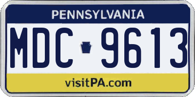 PA license plate MDC9613