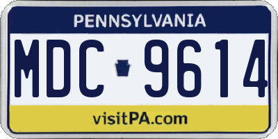 PA license plate MDC9614