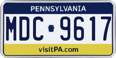 PA license plate MDC9617
