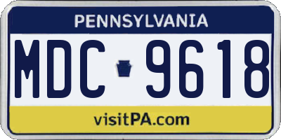 PA license plate MDC9618