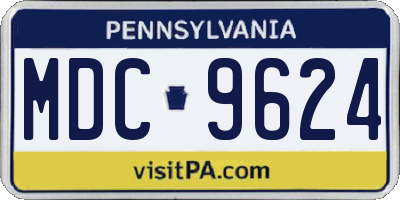PA license plate MDC9624