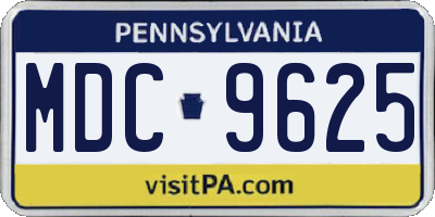 PA license plate MDC9625