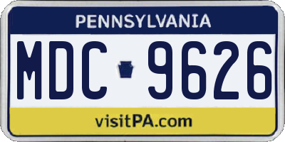 PA license plate MDC9626