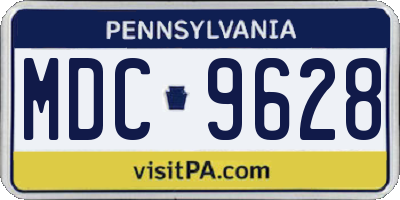 PA license plate MDC9628