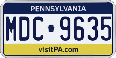 PA license plate MDC9635