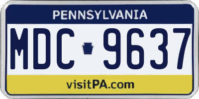 PA license plate MDC9637