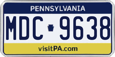 PA license plate MDC9638