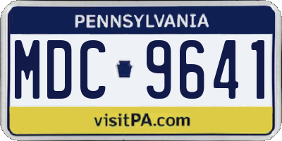 PA license plate MDC9641