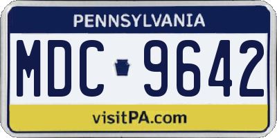 PA license plate MDC9642