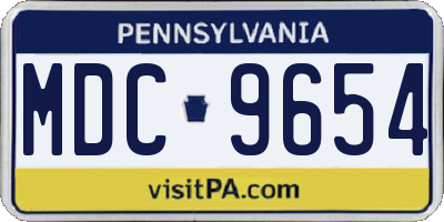 PA license plate MDC9654