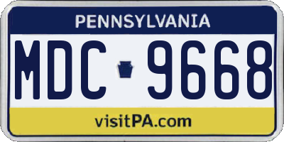 PA license plate MDC9668