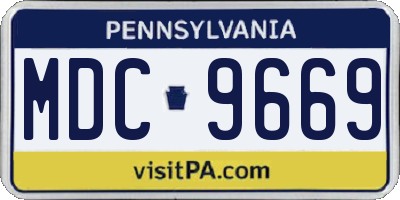 PA license plate MDC9669
