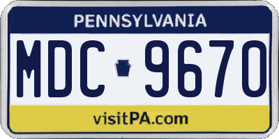 PA license plate MDC9670