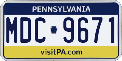 PA license plate MDC9671