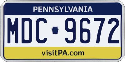 PA license plate MDC9672