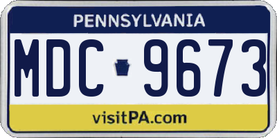 PA license plate MDC9673