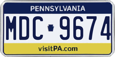 PA license plate MDC9674