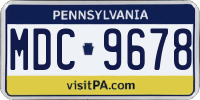 PA license plate MDC9678