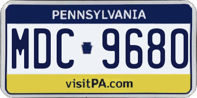 PA license plate MDC9680