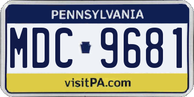PA license plate MDC9681