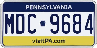PA license plate MDC9684