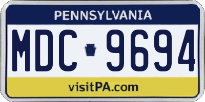 PA license plate MDC9694