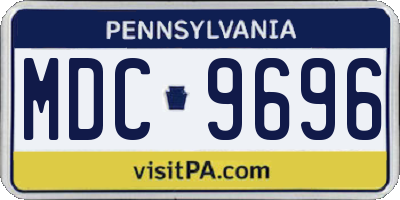 PA license plate MDC9696