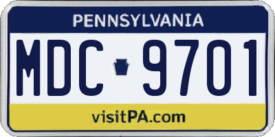 PA license plate MDC9701