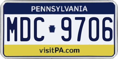 PA license plate MDC9706