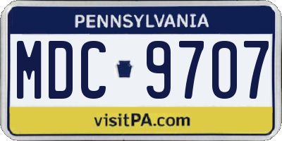 PA license plate MDC9707