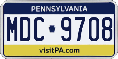 PA license plate MDC9708