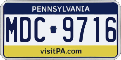PA license plate MDC9716