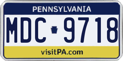 PA license plate MDC9718