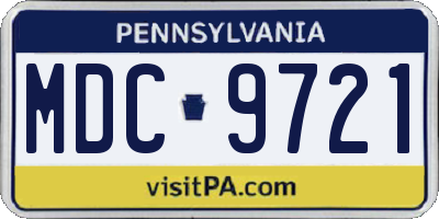 PA license plate MDC9721
