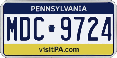 PA license plate MDC9724