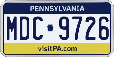 PA license plate MDC9726