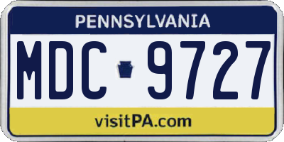 PA license plate MDC9727