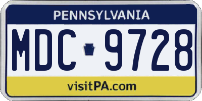PA license plate MDC9728