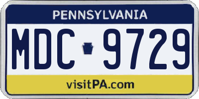 PA license plate MDC9729