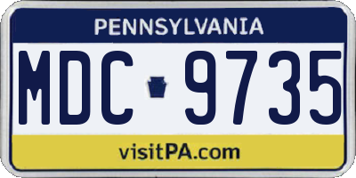 PA license plate MDC9735